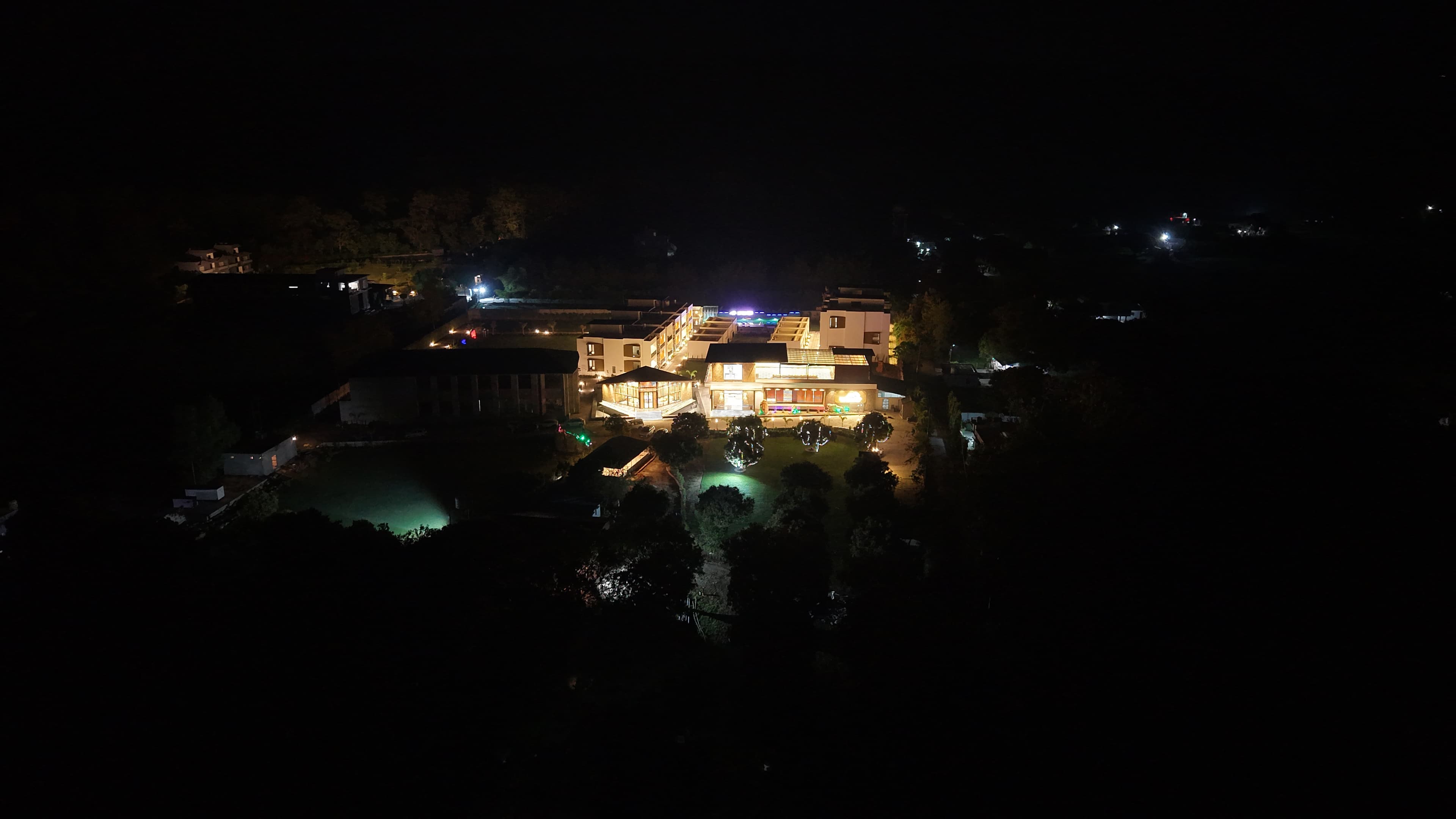 Aerial panorama of the grounds